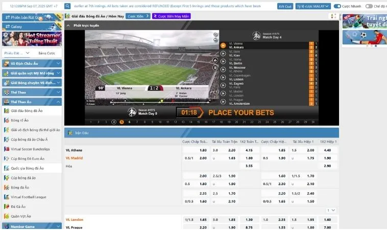 Hướng Dẫn Chi Tiết Cá Cược Thể Thao Ảo 789P Cho Người Chơi 2 Giao diện cá cược thể thao ảo 789P