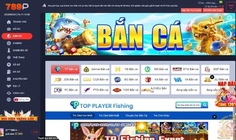 Sảnh Bắn Cá 789P hợp tác với nhiều nhà cung cấp game bắn cá hấp dẫn