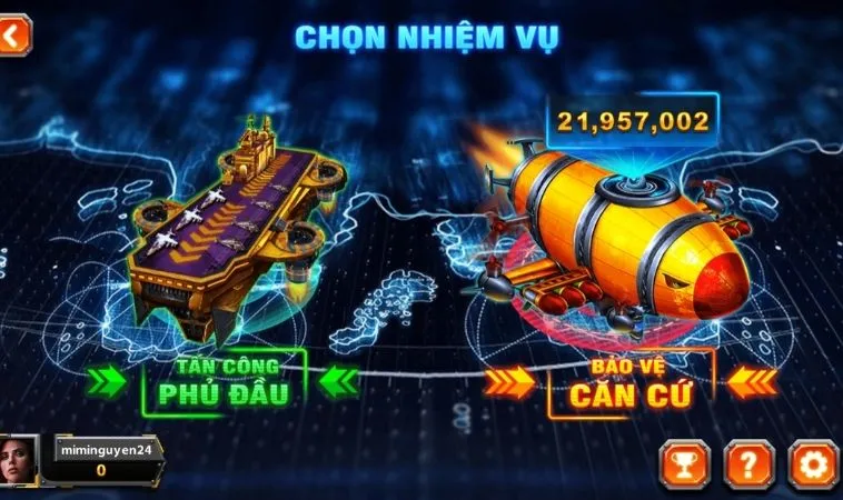 Chọn nhiệm vụ trong game Bắn Cá Đại Chiến B52 Tại 789P