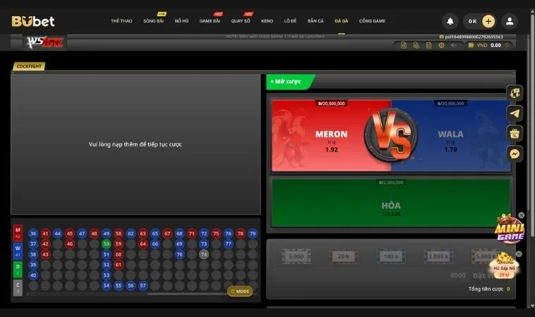 Các cửa cược Đá Gà WS168 Tại 789P